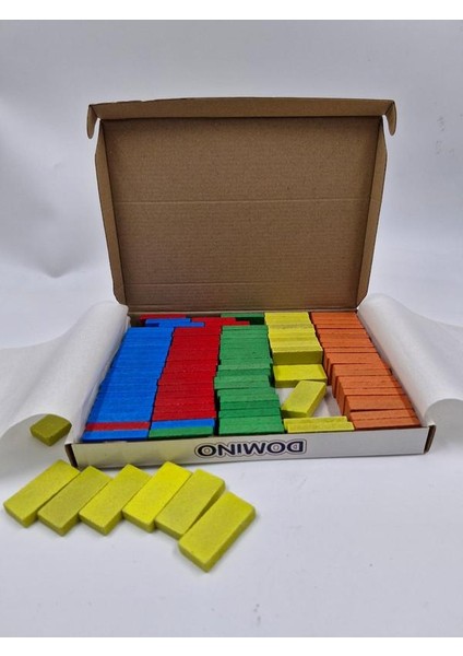 Domino Taşı-Renkli Ahşap 100 Parça Bloklar