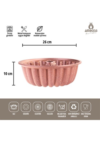 Pembe Döküm Kek Kalıbı, Yanmaz ve Yapışmaz, 26 cm modelleri