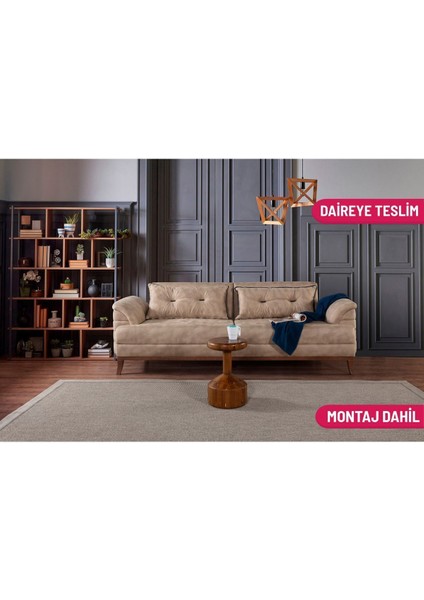 Didar Üçlü Yataklı Kanepe Bora Krem