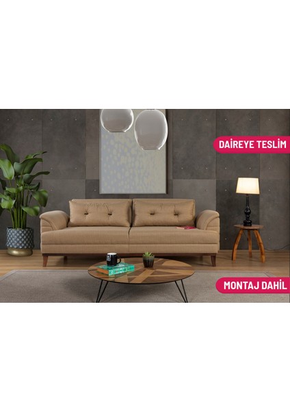 Didar Üçlü Yataklı Kanepe Hardal Kazayağı