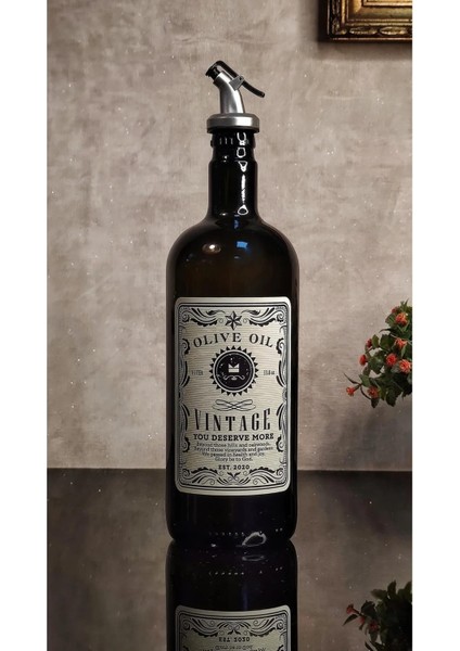 1lt Italyan Cam Yağdanlık, Şık ve Şeffaf Tasarım, Vintage Tarzı, Dayanıklı ve Kullanışlı