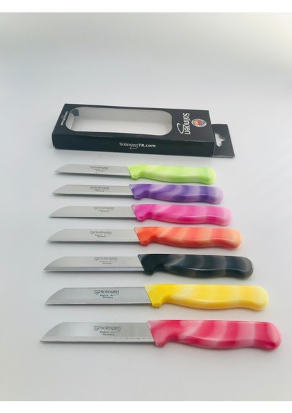 Mermer Desenli 6'lı Meyve Bıçak Seti, Renkli ve Şık Tasarım