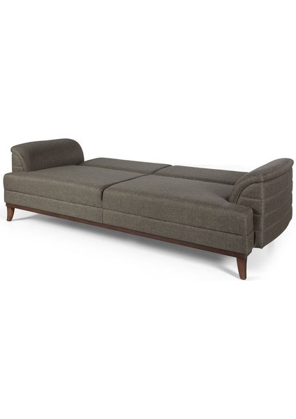 Didar Üçlü Yataklı Kanepe Koyu Kahve Kazayağı