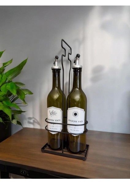 Iki Parçalı Cam Yağdanlık Seti, Paslanmaz Standlı ve Altlıklı, Siyah Renk indirimleri