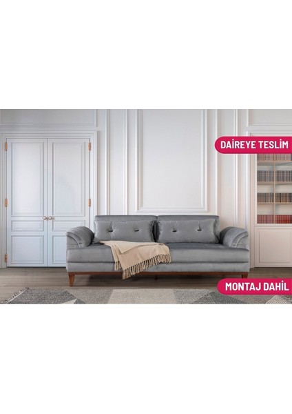 Didar Üçlü Yataklı Kanepe Babyface Açık Gri