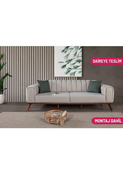 Ralve Yataklı Kanepe Keten Krem