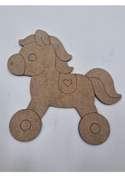 5 Adet Sevimli At Ahşap Boyama Okul Diy Etkinlik Aktivite Sanat 15 cm x 15 cm