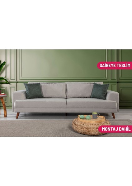 Bisno Yataklı Kanepe Keten Krem