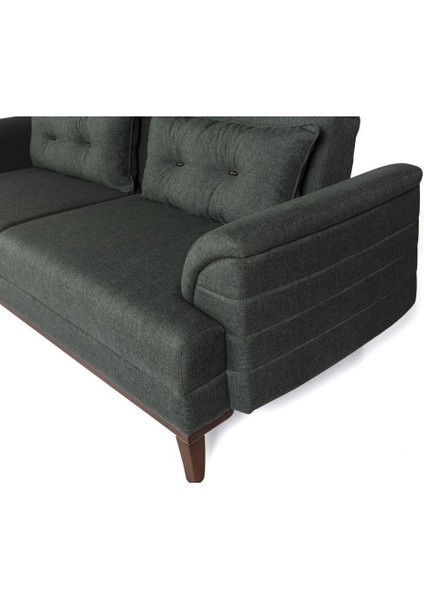 Didar Üçlü Yataklı Kanepe Keten Yeşil