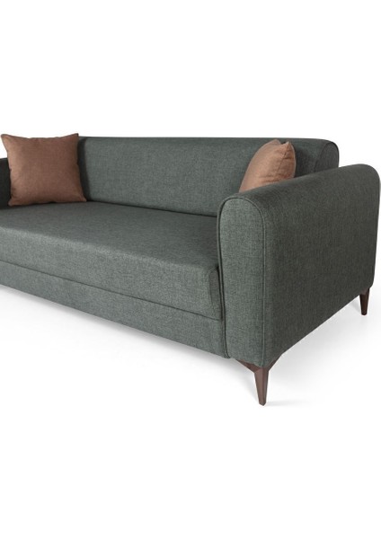 Natinna Yataklı Sandıklı Üçlü Kanepe Yeşil