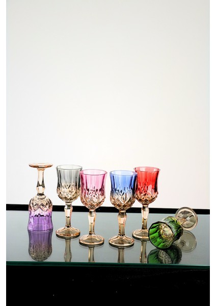 6'lı Çift Renk Kristal Ayaklı Bardağ, Kahve, Su ve Meşrubat Için Şık Sunum Seti modelleri