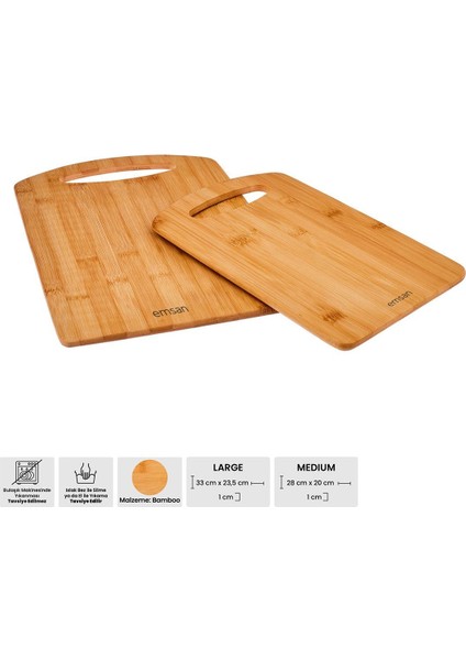 Kahverengi 2'li Bambu Kesme Tahtası, Şık ve Doğal Mutfak Aksesuarı modelleri