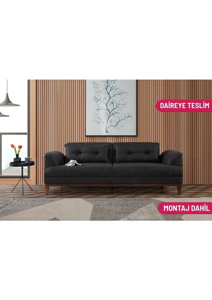 Didar Üçlü Yataklı Kanepe Keten Antrasit