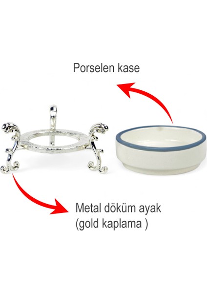 Ayaklı Porselen Lülelik Seti, Şık ve Zarif Tasarım, 6'lı Paket, Gümüş Tonlarında. fiyatları