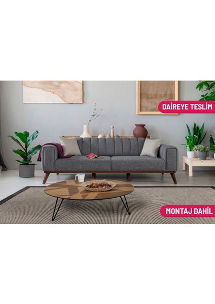 Ralve Yataklı Kanepe Keten Açık Gri