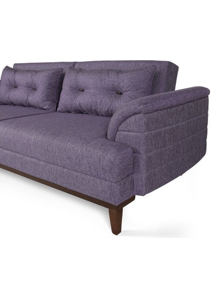 Didar Üçlü Yataklı Kanepe Keten Mürdüm