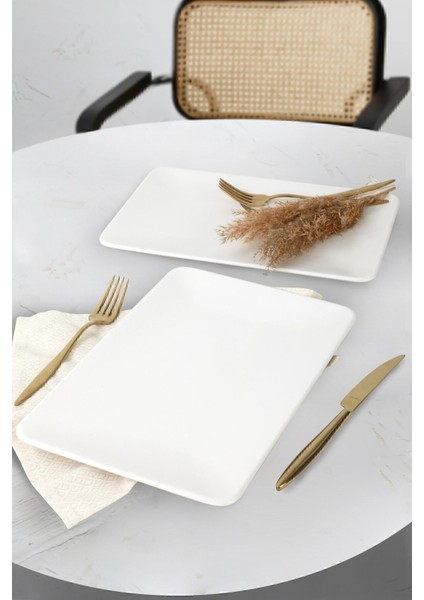 Mat Beyaz Kayık Tabak 31X21 Cm, 2'li Set, Zarif ve Şık Tasarım