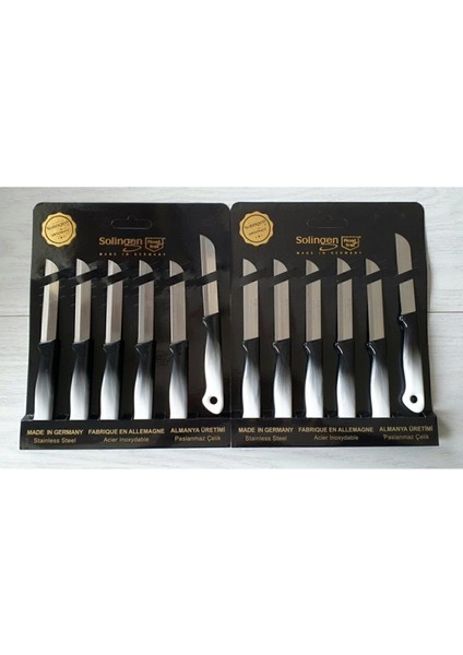 Ebruli Tırtıklı Meyve Bıçakları Seti 12 Parça Siyah