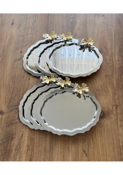 Şık 6'lı Oval Kelebekli Sunum Tepsisi, Kahve, Çay ve Dekorasyon Için Mükemmel fiyatları