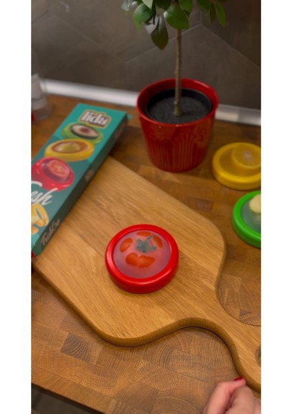 6'lı Kırmızı Saklama Kabı Seti, Meyve, Sebze, Soğan, Limon ve Domates Için Esnek ve Yeniden Kullanılır