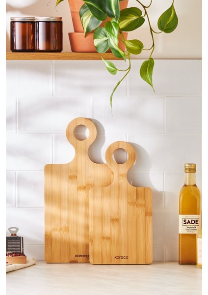 2'li Bambu Kesme Tahtası, 33/39 Cm, Kahverengi, Dayanıklı ve Şık Tasarım