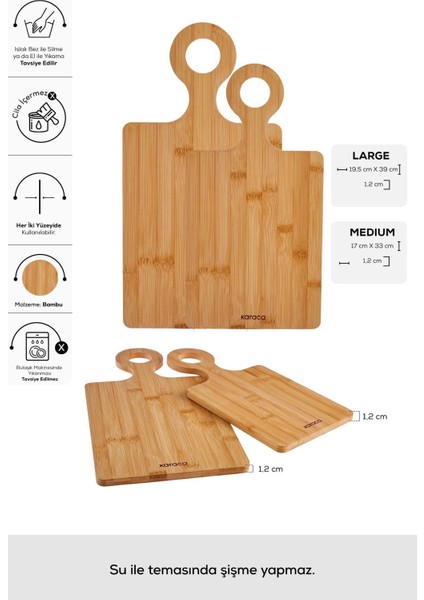 2'li Bambu Kesme Tahtası, 33/39 Cm, Kahverengi, Dayanıklı ve Şık Tasarım modelleri