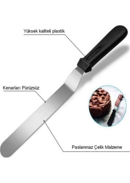 Paslanmaz Çelik Spatula ve Kesme Seti, 4'lü, Kek ve Hamur Araçları fırsatları