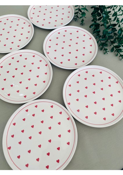 6'lı Kırmızı Kalp Pasta ve Servis Tabağı, 20 Cm, Şık ve Zarif Tasarım modelleri