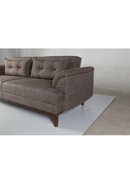 Didar Üçlü Yataklı Kanepe Keten Kahve