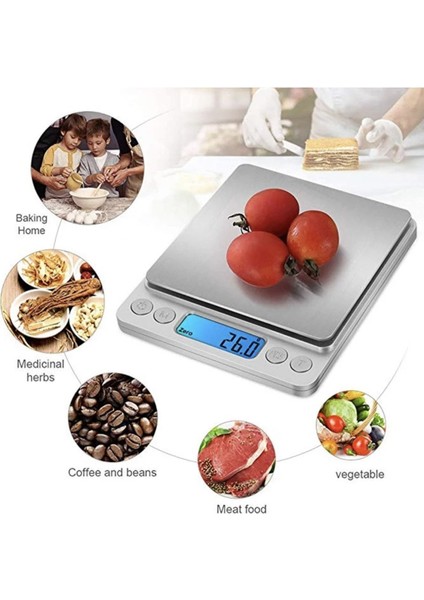 Dijital Küçük Gram Ölçer, LCD Ekran, Hassas ve Pratik Pişirme ve Ölçüm Aracı