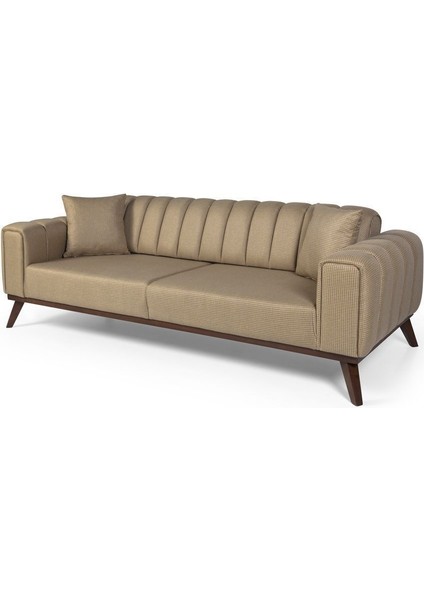 Ralve Yataklı Kanepe Keten Hardal Kazayağı