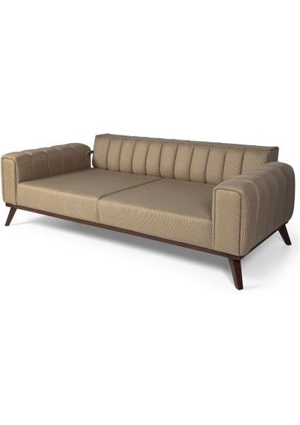 Ralve Yataklı Kanepe Keten Hardal Kazayağı