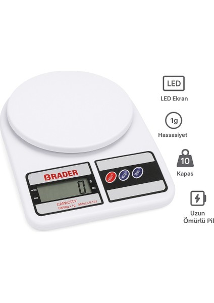 Dijital Mutfak Tartısı 10 kg LED Ekranlı Hassas Elektronik Terazi fiyatları