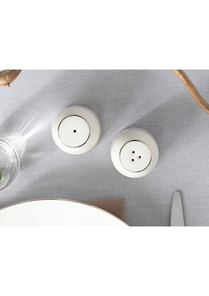 Şık 5,5x5 cm Porselen Tuzluk-Biberlik Takımı, Parlak Gümüş Renkli Set fiyatları