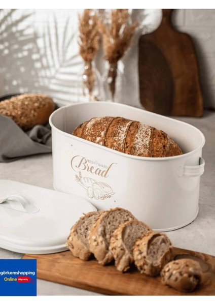 Beyaz Italyan Tarzı Metal Ekmeklik, Şık ve Kullanışlı Mutfak Aksesuarı