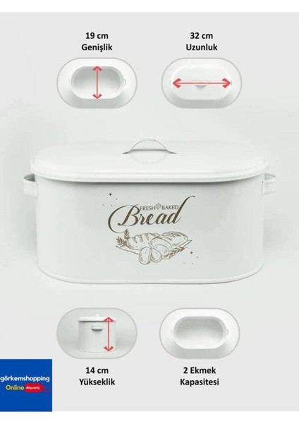 Beyaz Italyan Tarzı Metal Ekmeklik, Şık ve Kullanışlı Mutfak Aksesuarı indirimleri