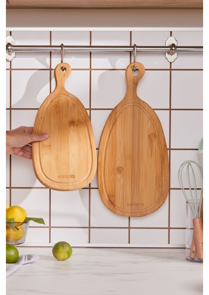 Iki Parça Bambu Kesme ve Sunum Tahtası, 33/39 Cm, Doğal Kahverengi modelleri