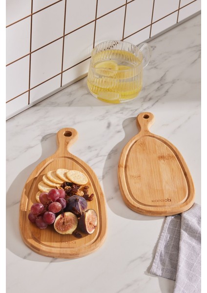 Iki Parça Bambu Kesme ve Sunum Tahtası, 33/39 Cm, Doğal Kahverengi fırsatları
