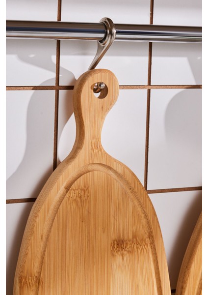 Iki Parça Bambu Kesme ve Sunum Tahtası, 33/39 Cm, Doğal Kahverengi