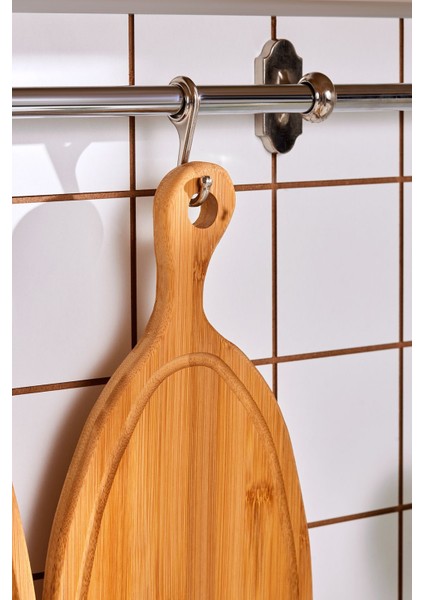 Iki Parça Bambu Kesme ve Sunum Tahtası, 33/39 Cm, Doğal Kahverengi