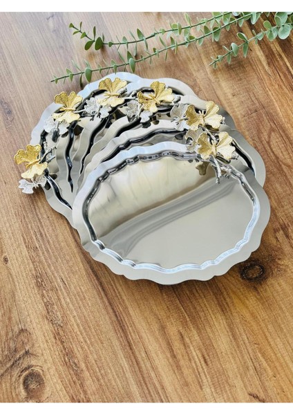 6'lı Oval Kelebekli Sunum Tepsisi, Kahve, Çay ve Dekoratif Kullanım modelleri
