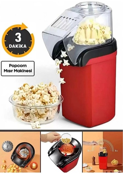 Kırmızı Renkli Yağsız Mısır Patlatma Makinesi, Pratik ve Sağlıklı Atıştırmalık