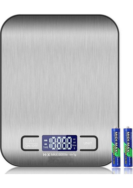 Paslanmaz Çelik Hassas Mutfak Tartısı 5 Kg, Pilli Hediye