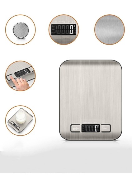 Paslanmaz Çelik Hassas Mutfak Tartısı 5 Kg, Pilli Hediye fırsatları