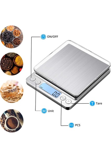 Dijital Hassas Tartı 500GR/0.1GR, Mutfak Terazisi, Gümüş Renkli fiyatları