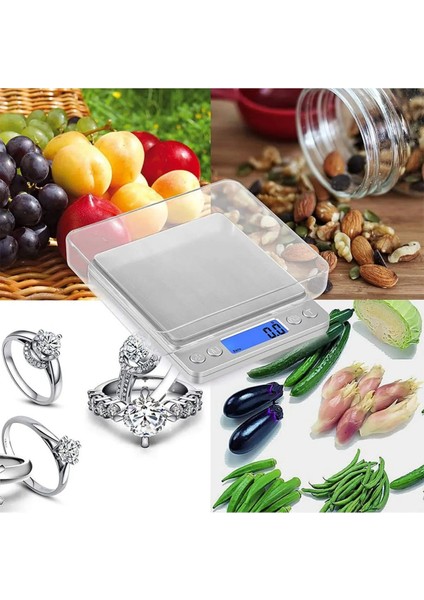 Dijital Hassas Tartı 500GR/0.1GR, Mutfak Terazisi, Gümüş Renkli modelleri