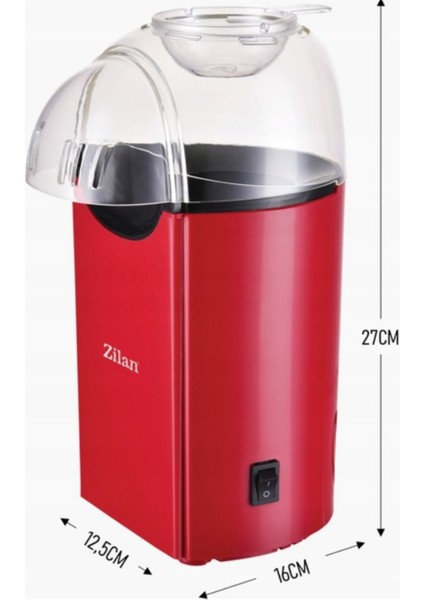 Kırmızı Patlamış Mısır Makinesi 1200W Yağsız ve Sağlıklı Pişirme modelleri