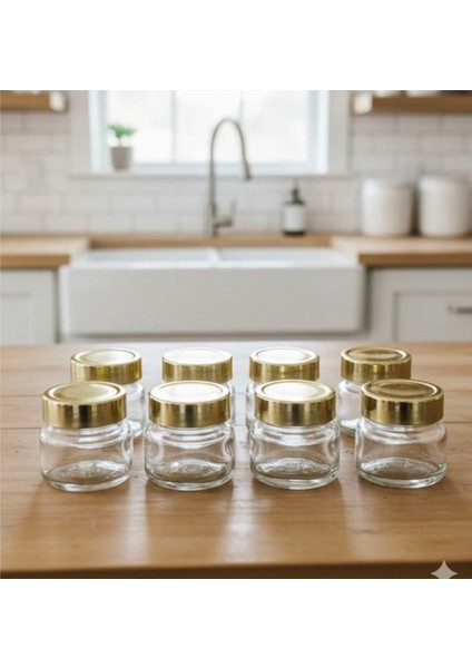 40 cc Oval Cam Kavanoz 6'lı– Gold Plastik Derin Kapaklı Mini Saklama Kabı