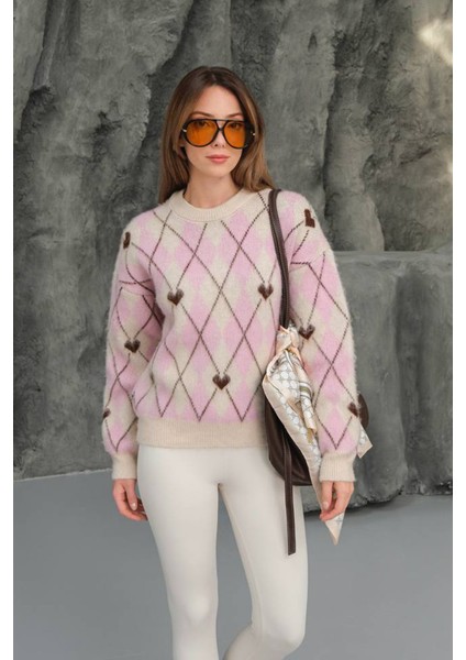 Kadın Bisiklet Yaka Baklava Desenli Triko Kazak Taş - 26K 9032 fırsatları