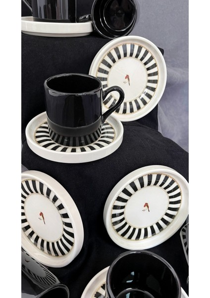 Şık 12'li Siyah Seramik Kahve Fincanı Takımı, Lüx ve Elegant Tasarım fırsatları